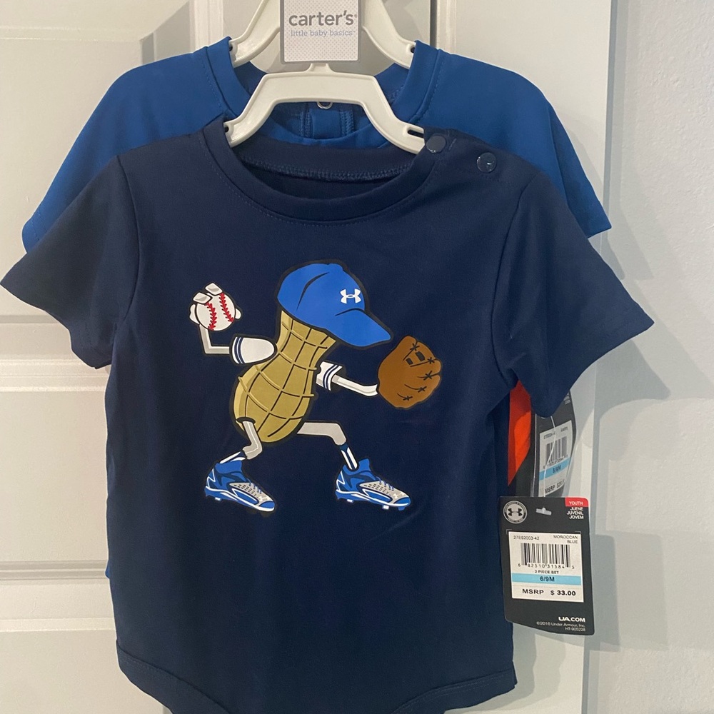 Under Armour Kids' Navy Graphic Tee with Baseball Peanut